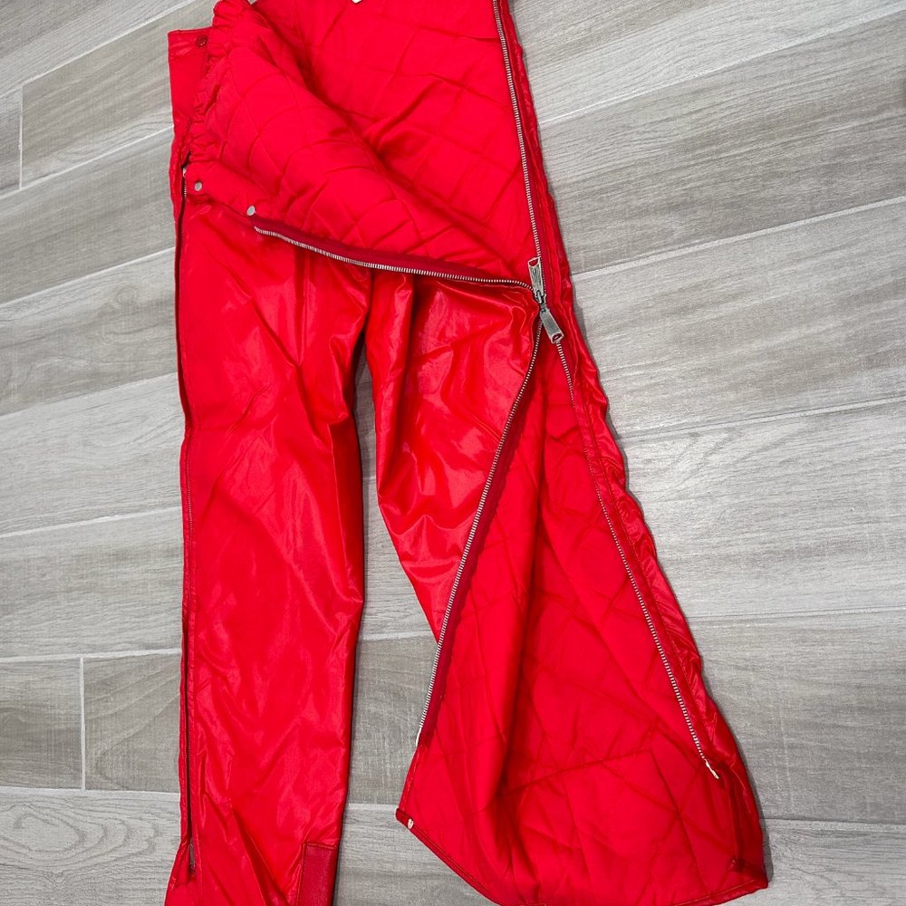 Vintage Sir Jac Nylon Puffer Side Zip Button Pants in Red Unisex Men’s Size M - Picture 14 of 16
